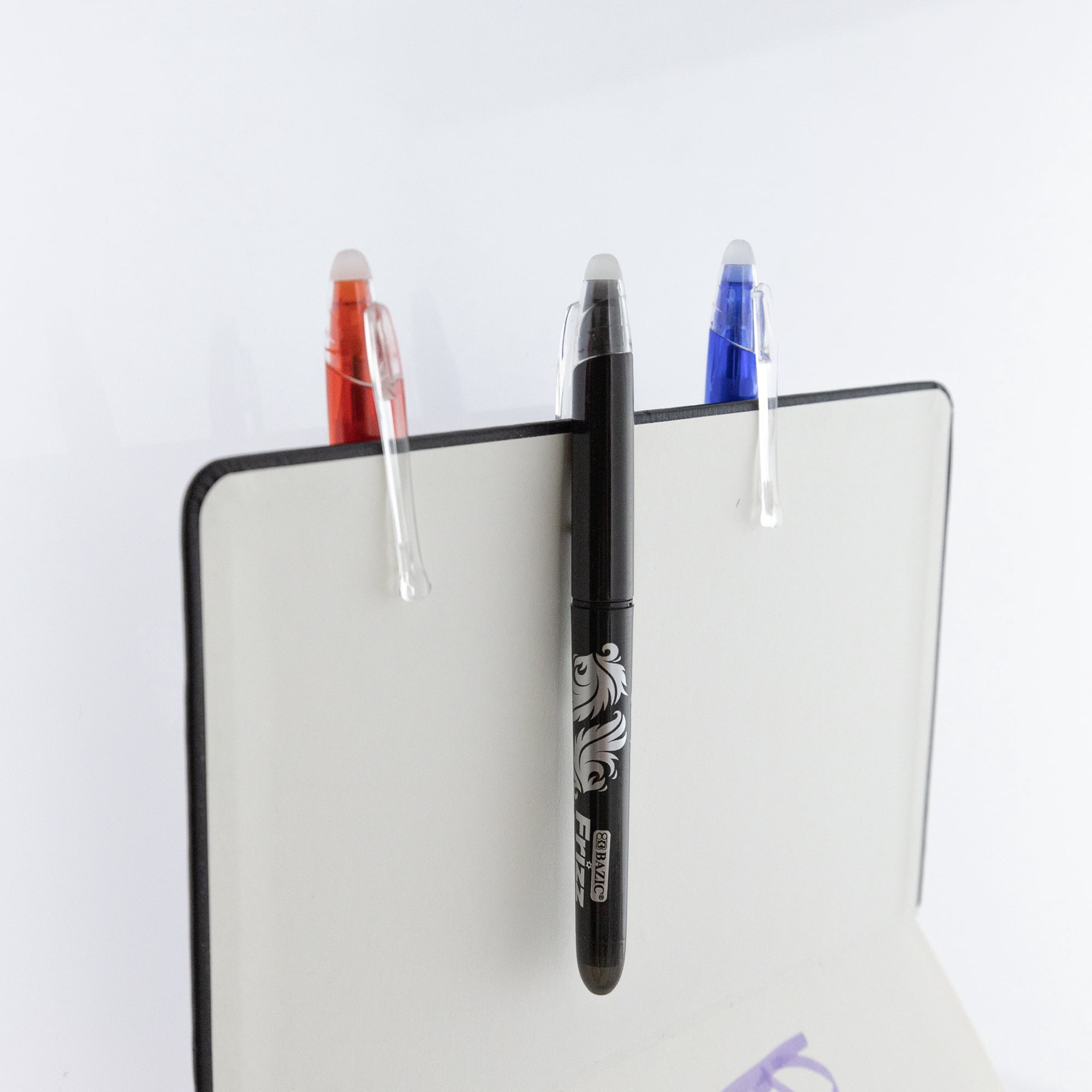 BAZIC Frizz Erasable Gel Pen 0.7mm Black Color, Pen Mistake Eraser, 24-Pack