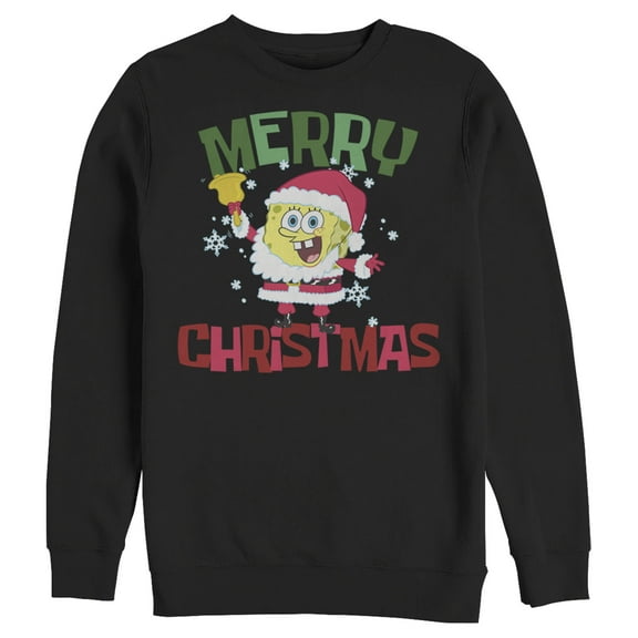 Men's SpongeBob SquarePants Christmas Santa Beard Sweatshirt Black 2X Large