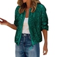 thumbnail image 5 of Lady Coat Glittering Sequin Round Neck Zipper Closure Long Sleeves Cardigan Short Type Loose Club Performance Stage Party Jacket, 5 of 8