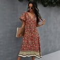 thumbnail image 4 of Robe Femme Été Bohème Décontractée Manches Courtes Imprimé Floral Maxi Robe TG, 4 of 4