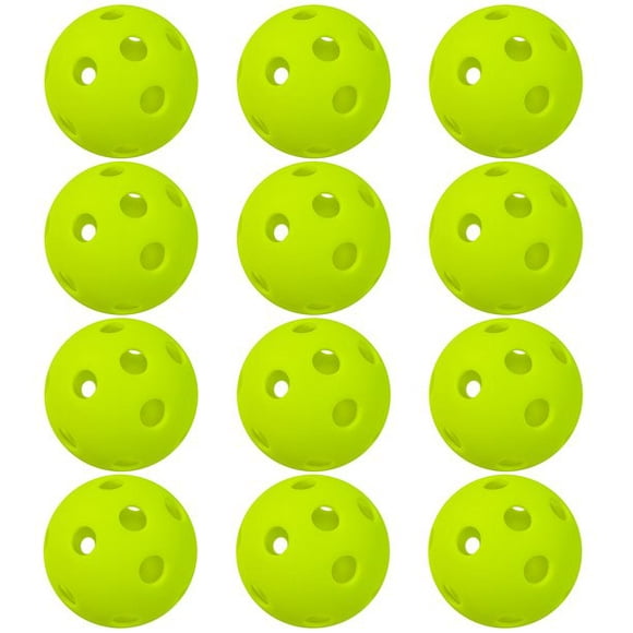 12 Packs 26 Holes Indoor Pickleball Balls Indoor Practice Hole Ball for Indoor Courts, Green