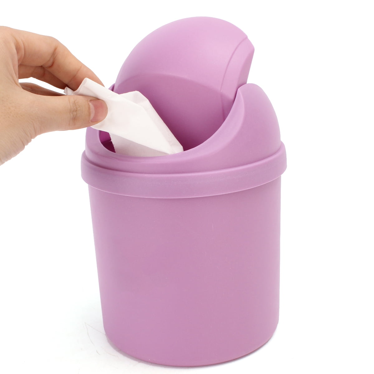 Mini Small Waste Bin Desktop Garbage Basket Table Trash Can Roll Swing Lid Home