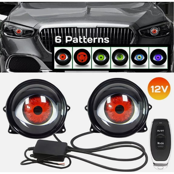 3 Inch LED Dynamic Devil Eyes Lights 12V Car Remote Control Headlight Retrofit-