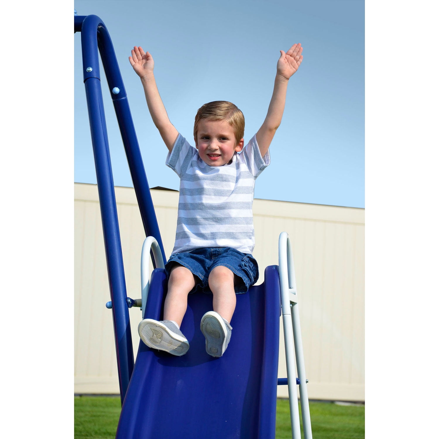 sportspower almansor metal slide and swing set with trampoline