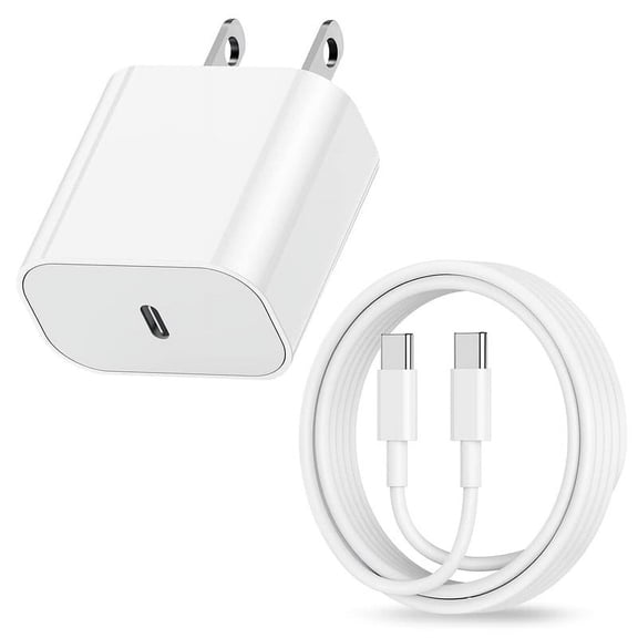 Afflux 20W USB-C PD Fast Charger Wall Adapter Plug   3ft 60W USB-C Fast Charging Cable Compatible with iPhone 17 / 16 / 15 Pro Max Plus Air, iPad Pro Air, Galaxy S25 / S24 / S23 / S22 Ultra, White