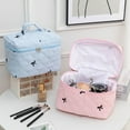 thumbnail image 4 of Bow Embroidered Makeup Bag Fashionable Toilet Storage Versatile Dumpling Design Lipstick Organizer Travel Cosmetic Pouch, 4 of 4