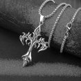 thumbnail image 3 of Collar con colgante de cruz de llama gótica Yashi cadena de acero inoxidable 50 cm estilo grunge punk, 3 of 4