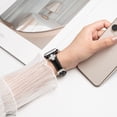 thumbnail image 6 of ELEHOLD Luxury Elegant Slim Leather Bling Women Strap Replacement Band Compatible for Apple iWatch Series SE/9/8/7/6/5/4/3/2/1 Ultra 1/2 42/44/45/49mm,Blacksilver, 6 of 7