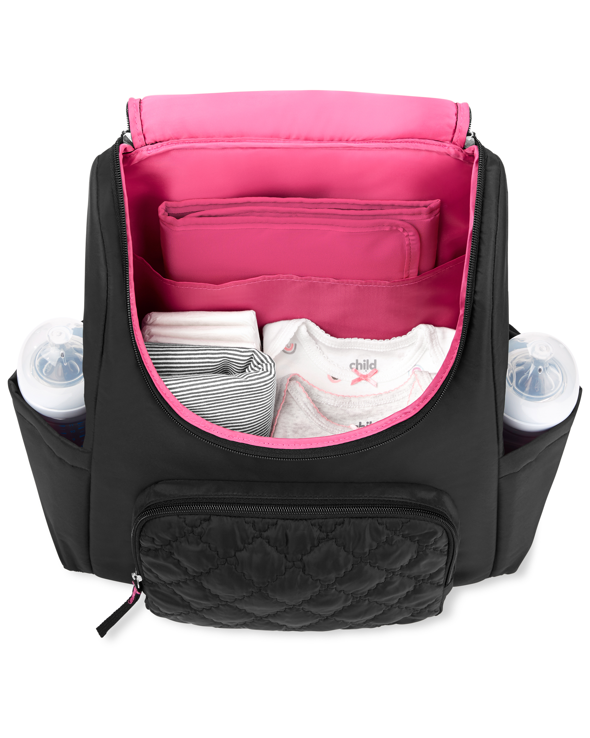 Child of Mine by Carter's Changing Pad Included Backpack Diaper Bag, Black Quilted - image 4 of 12