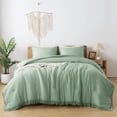 thumbnail image 3 of Andency Queen Comforter Set Sage Green, 3 Pieces Soft Fluffy Bedding Comforter Set for Queen Size Bed, All Season Lightweight Boho Tassel Down Alternative Bed Set, 3 of 8