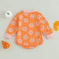 thumbnail image 4 of Fortune Bébé Fille Halloween Romper à Manches Longues Fantôme Sweatshirt Imprimé Citrouille Combinaisons, 4 of 9