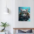 thumbnail image 3 of Nawypu Cat's Underwater Adventure Framed Canvas Wall Art Diving Kitty Scene Ready to Hang Ideal for Living Room Home Bedroom Decoration, 3 of 4