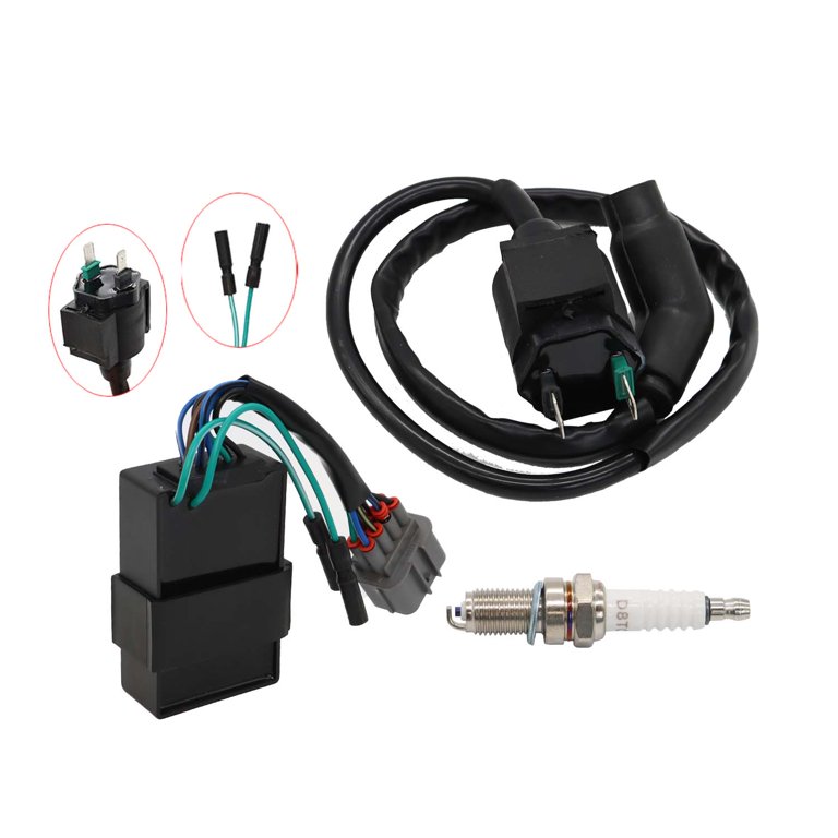 Ignition Coil & CDI Box Kit For Honda Rancher 350 TRX350 2000-2005 - Replaces 30510-HN5-670, 30410-HN5-671 With Spark Plug