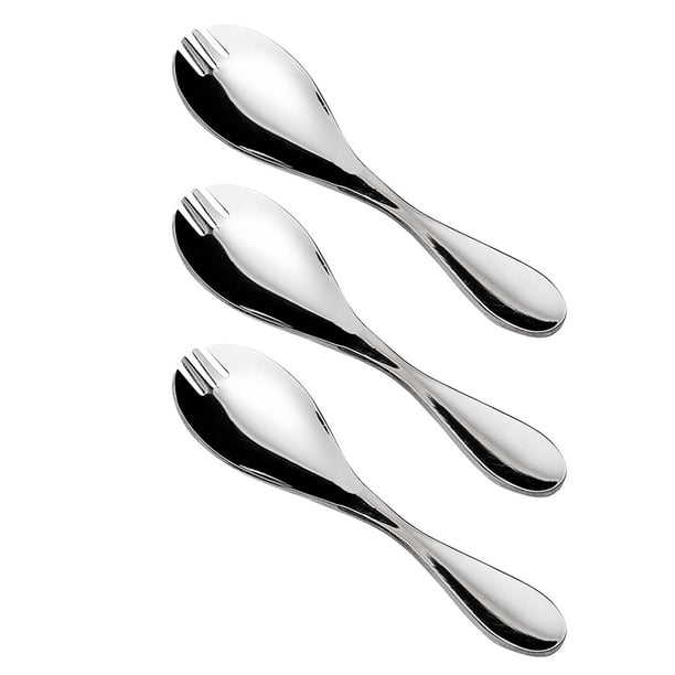 WORGEOUS 3 unids DUAL PROPÓSITO CASA NIÑOS Cucharas Cucharas de acero inoxidable Tenedor Spoons (Plata)