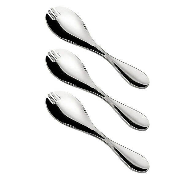 WORGEOUS 3 unids DUAL PROPÓSITO CASA NIÑOS Cucharas Cucharas de acero inoxidable Tenedor Spoons (Plata)