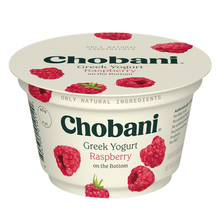 Chobani Non-Fat Greek Yogurt Raspberry on The Bottom 5.3 oz Cup