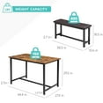 thumbnail image 4 of Accreate Dining Table Set for 3 with Upholstered Benches, Kitchen Furniture for Space-Saving, Brown, 4 of 7