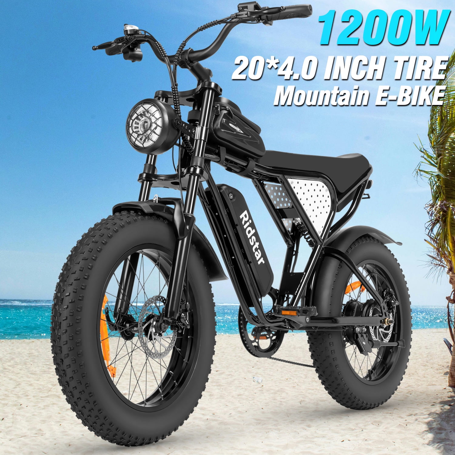 Ridstar 30MPH off-Road Electric Bicycle for Adults,1200W 48V 15Ah Removable Battery 20" Fat Tire Motorcycle,Shimano 7-Speed Full Suspension Mountain Electric Bike UL2849