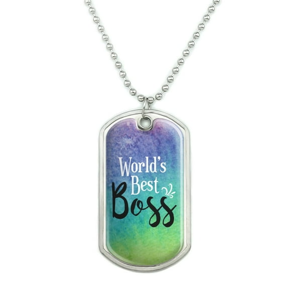World's Best Boss Military Dog Tag Pendant Necklace with Chain