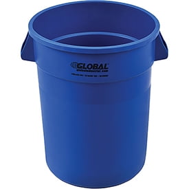 Global Industrial Plastic Trash Container, Garbage Can - 32 Gallon Blue