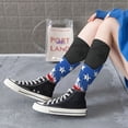 thumbnail image 3 of Lsque Shark With USA Flag Printed Crew Socks Men's Women's LightWeight Thin Casual Calf Socks ,Knee High Socks,Cotton Socks, 3 of 9