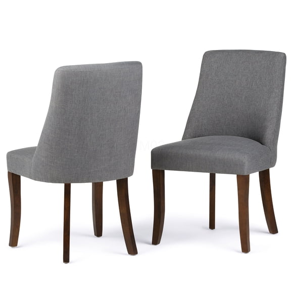 Walden Dining Chairs Set of 2, Modern Slate Gray Upholstered Side Chairs with Wood Legs for Kitchen Dining Room