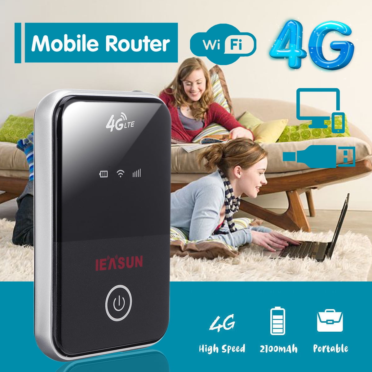 Portable 4G WIFI Wireless Router SIM Card 150Mbps LTE Mobile Broadband A2TD 
