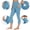 Blue plus size capri leggings with pockets a1, variant on Cagogo Women's Plus Size Capri Leggings High Waisted with Pockets Solid Sporty Yoga Activewear Workout Fit Capri Pants Casual Lounge Athletic Trousers, Blue S