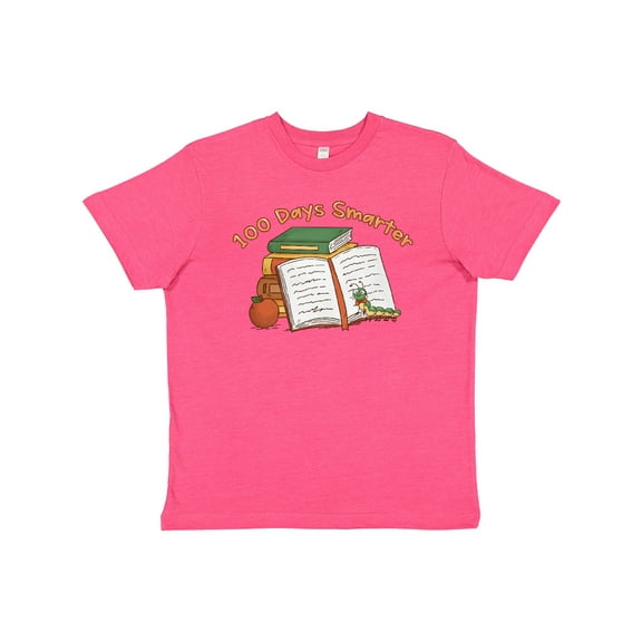 Inktastic 100 Days Smarter Bookworm 100th Day of School Youth T-Shirt