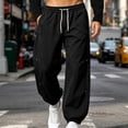 thumbnail image 3 of Afuyipoi Mens Jogger Pants Drawstring Elastic Waist Cuffed Ankle Casual Trousers Black Size L, 3 of 10