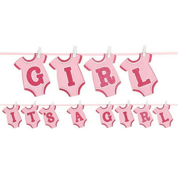 Baby Shower 'Baby Girl' Deluxe Glitter Cutout Banner (1ct)