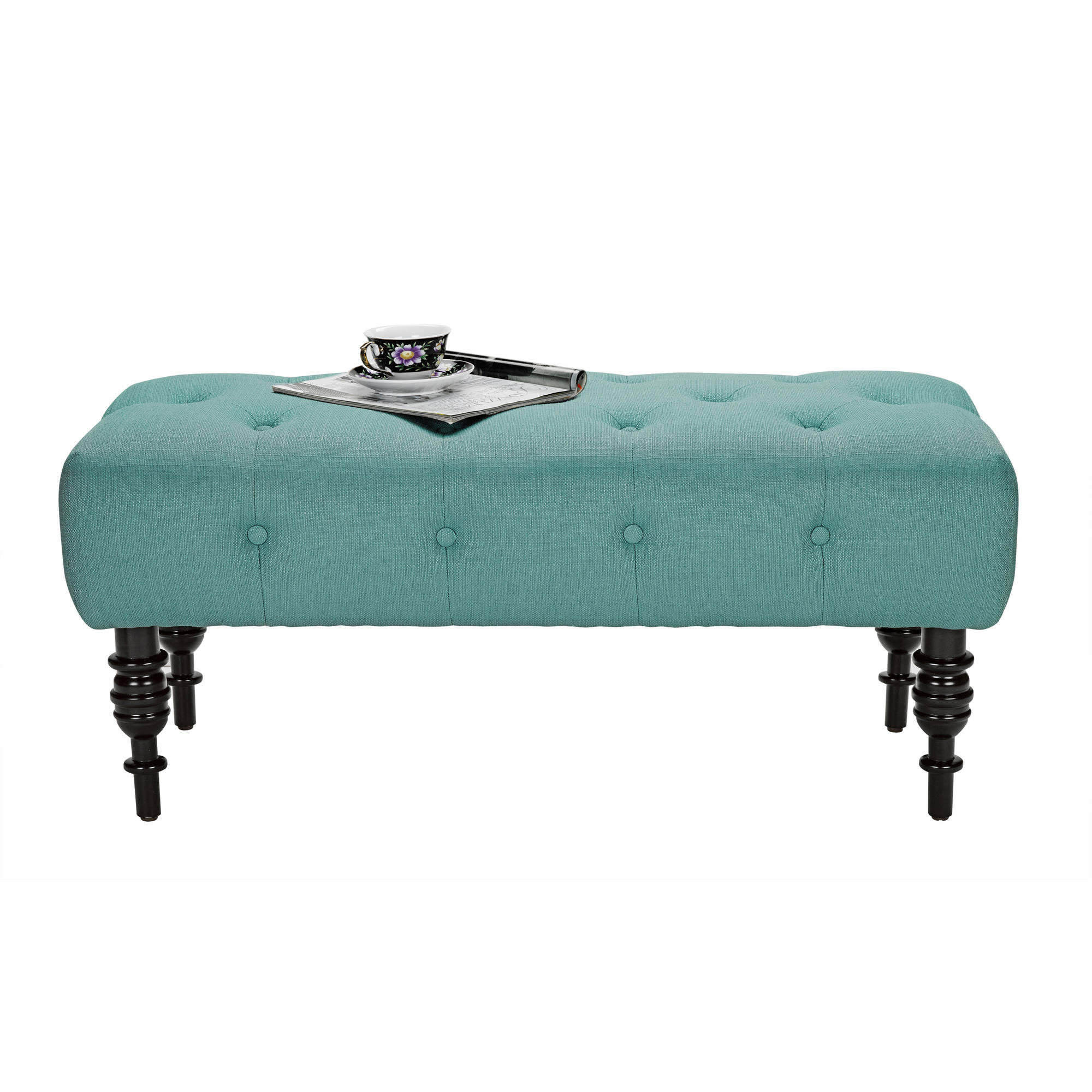Better Homes and Gardens Traditional Tufted Bench with Turned Wood Legs, Multiple Finishes - image 3 of 3