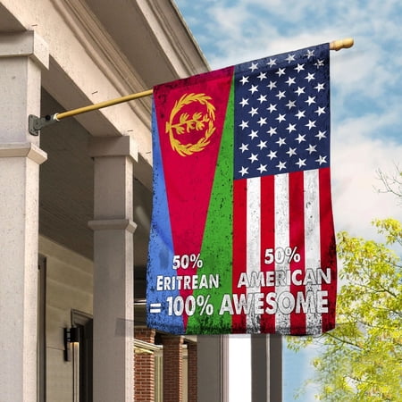 Flag American Half Eritrean Flag Eritrean American Friendship Eritrea U.S.A Patriotic Proud Garden Flag, Double-Sided Decorative Outdoor Flag, Polyester Yard Flag 12 x 18 in