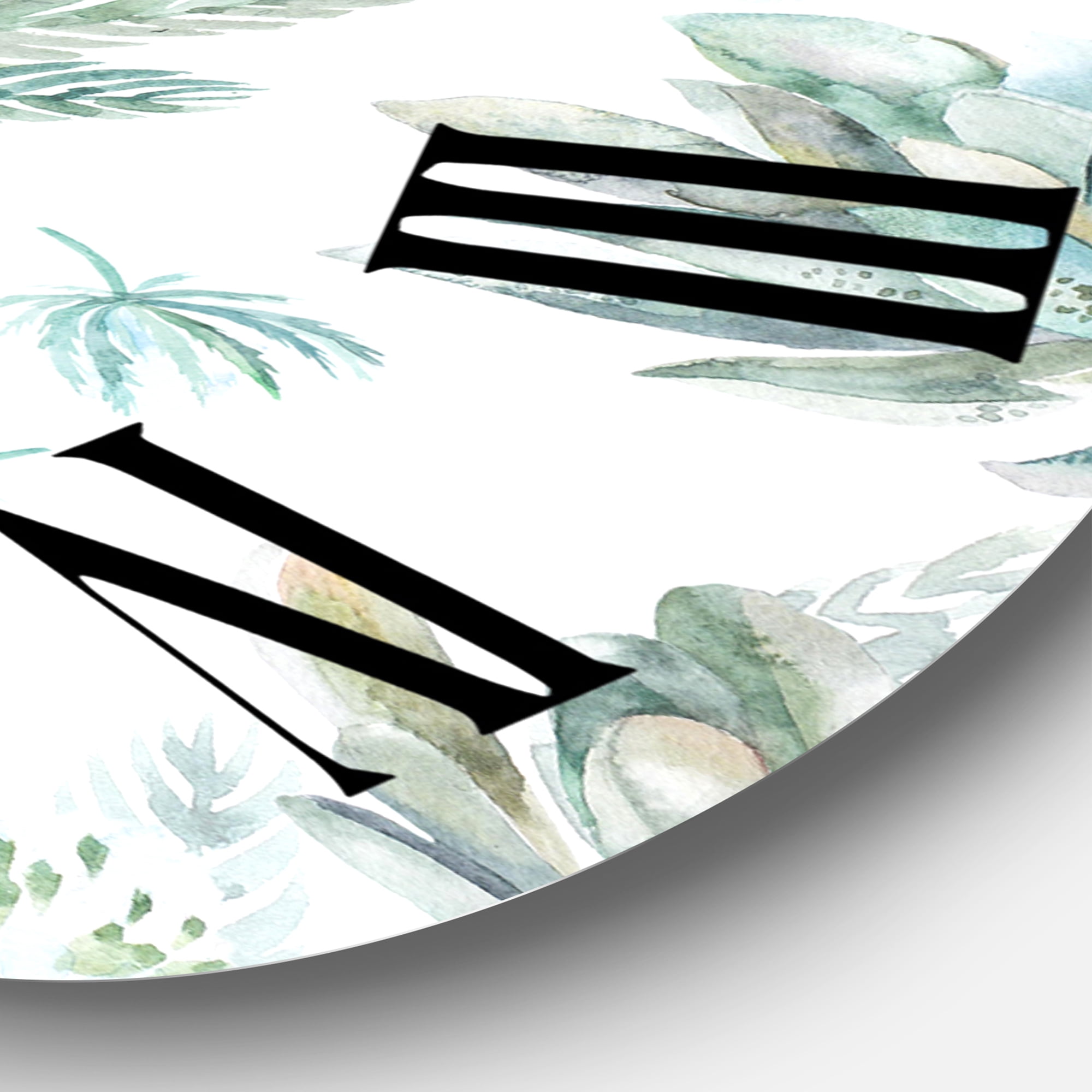 Designart 'Floral Seamless Pattern Succulents Ferns Thorns' Farmhouse Wall Clock