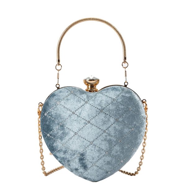 Bolso de mano GEEK con forma de corazón y brillantes diamantes de imitación para mujer, dorado, para noche, boda, fiesta formal.