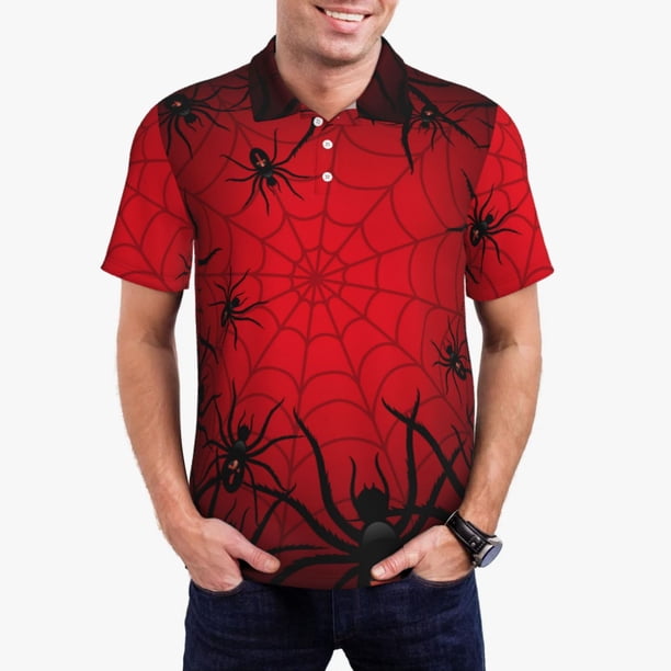 Fotbe Spiders On The Web And Space Camiseta Polo de Golf para Hombre con Estampado – Camisa Deportiva Transpirable con Cuello Abotonado-XX-Large