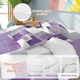 thumbnail image 2 of Purple White Bedding Duvet Cover Set Queen Size 4 Pieces Graffiti Art Abstract Mottled Oil Paint Texture Bedding Set with Zipper Closure, 1 Comforter Cover 90x92 Inches 1 Flat Sheet & 2 Pillow Cases, 2 of 7
