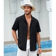 thumbnail image 4 of Linen Shirts for Mens Short Sleeve Button Down Shirts Casual Summer Beach Vacation Hawaiian Shirts, 4 of 9