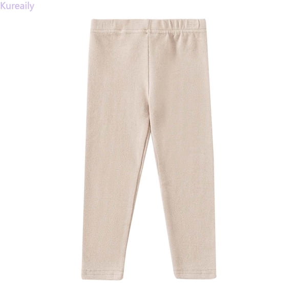 Kureaily Baby Toddler Girls Toddler Boys Autumn Solid Color Elastic Waist Sweatpants With And Leggings Warm Pull On Pants/ 2-3 Years/ Little Kid (Beige)