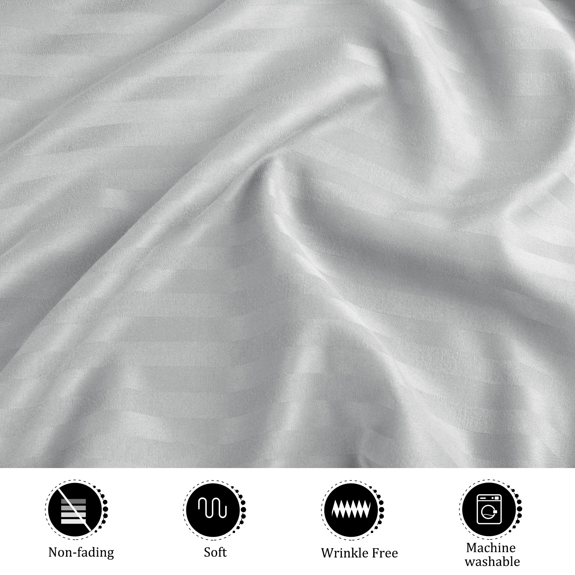 Unique Bargains Microfiber Body Striped Pillowcase Soft Light Gray 20x55 Inch