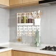 thumbnail image 3 of Pegboard Wall Organizer With Drain Basket And Hooks For Kitchen Storage Rack Set 30 cm x 30 cm No Punch Adhesive Mount, 3 of 6