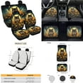 thumbnail image 4 of Yuyamidu Wolf Car Seat Cover Set of 15 Sunflower Car Floor Mats Steering Wheel Cover Seat Belt Cover Cup Mat Gear Shift Knob Cover Handbrake Cover, 4 of 6