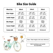 Glerc Missy 24 inch Girl Cruiser Kids Bike Shimano 6-Speed Teen Hybrid City Bicycle with Rack for Youth Ages 7 8 9 10 11 12 13 14 Years Old Wicker Basket & Lightweight, Mint Green