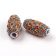 thumbnail image 2 of U8MO 5pcs Handmade Beaded Indonesia Clay Beads Oval Large Hole Loose Beads 32x16.5mm-Orange, 2 of 2