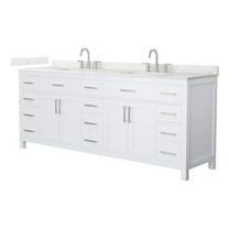 Beckett 84" White Double Vanity & Giotto Quartz Top (3-Hole) & Nickel Trim