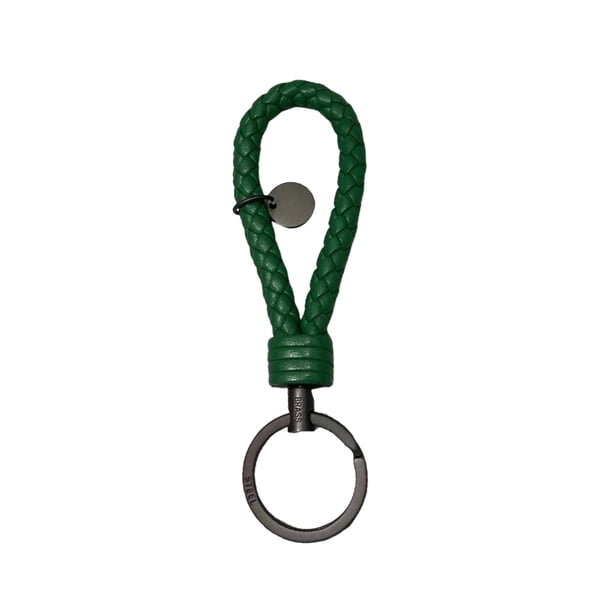 Llavero de cuerda tejida trenzada de cuero Billuyoard bolso DIY encantador colgante colgante joyería Artesanía Verde oscuro 3.3*9 cm
