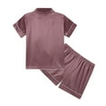 thumbnail image 3 of Little Boys Girls Button Down Pajamas Kids Short Sleeve Top Shorts Sleepwear 5-14T, 3 of 9