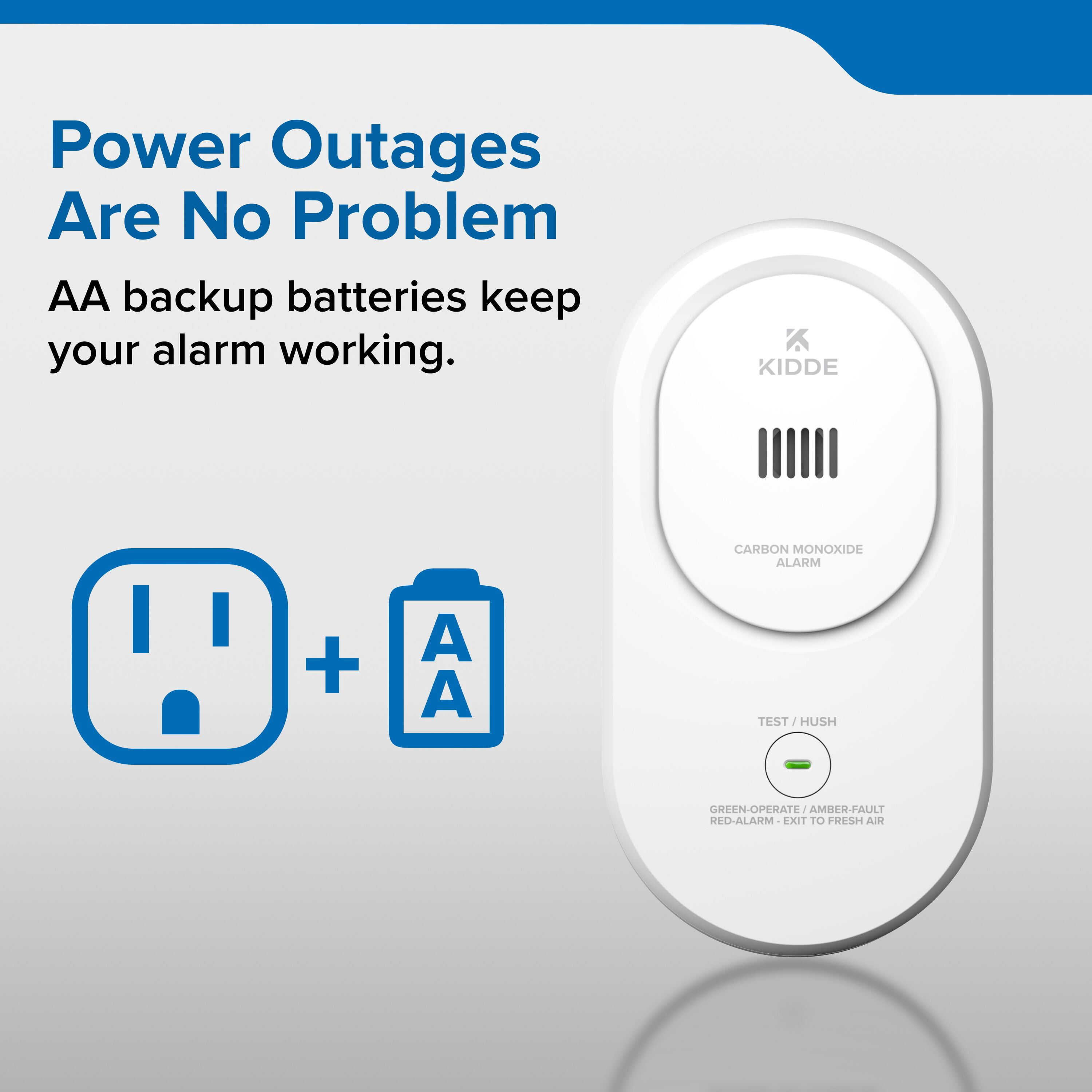 Kidde Carbon Monoxide Detector, Plug-In with AA Battery Backup, Rotating Plug, 85 dB Alarm, COP