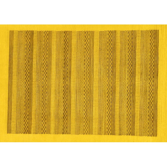 Ahgly Company Indoor Rectangle Abstract Yellow Modern Area Rugs, 2' x 3'