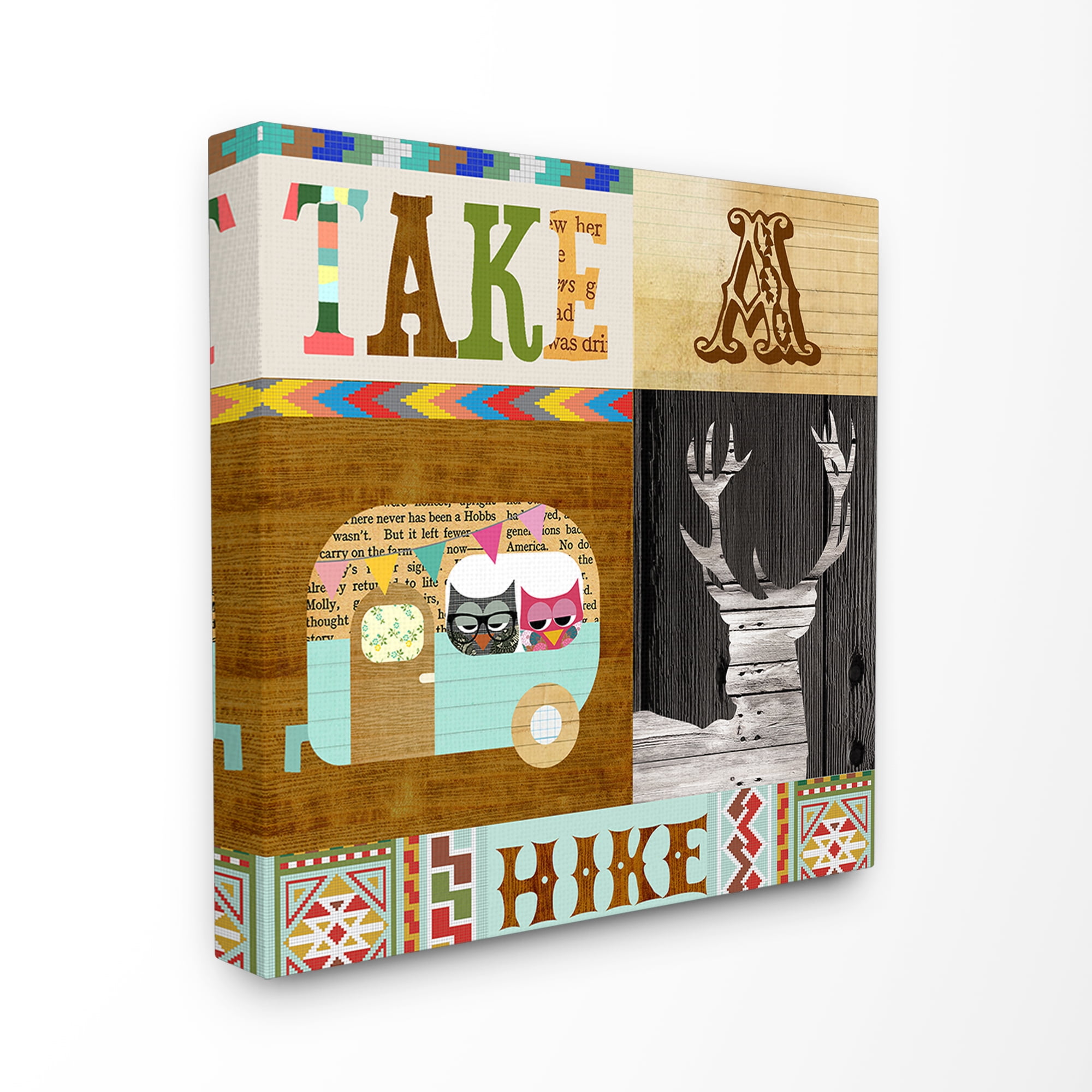 The Stupell Home Decor Collection Take A Hike Camping Country Collage Oversized Stretched Canvas